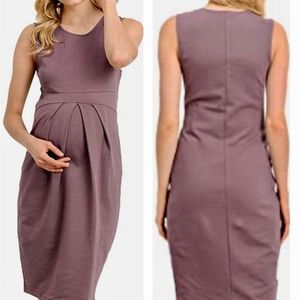 LaClef Maternity Size M BodyCon dress in dark plum